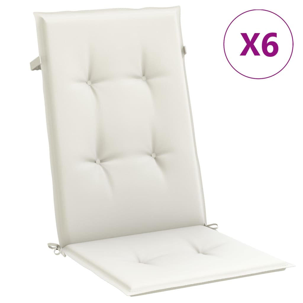 Coussins de chaise à dossier haut lot de 6 crème mélangé tissu, Xios Store SNC