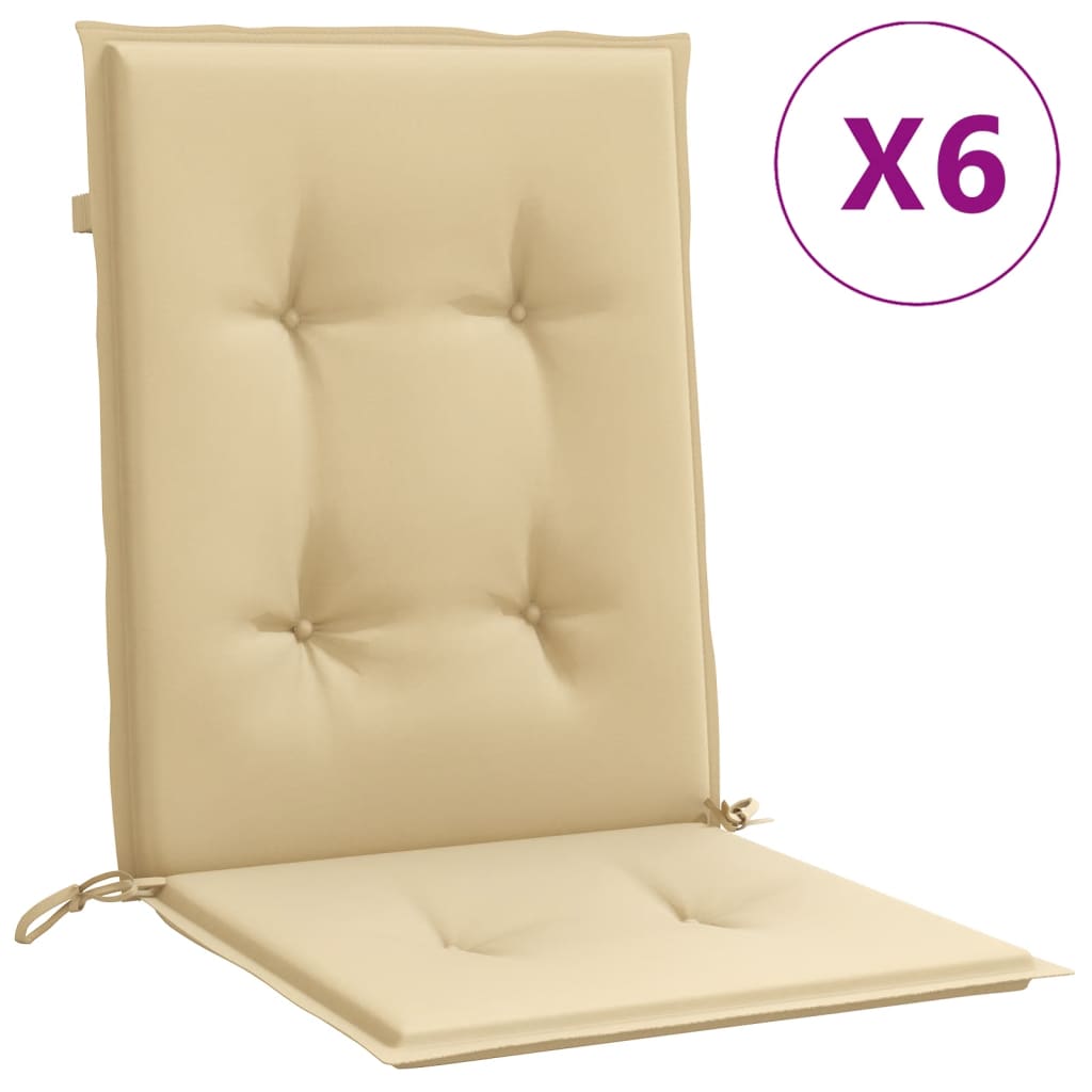 Coussins de chaise à dossier bas lot de 6 beige mélangé tissu, Xios Store SNC