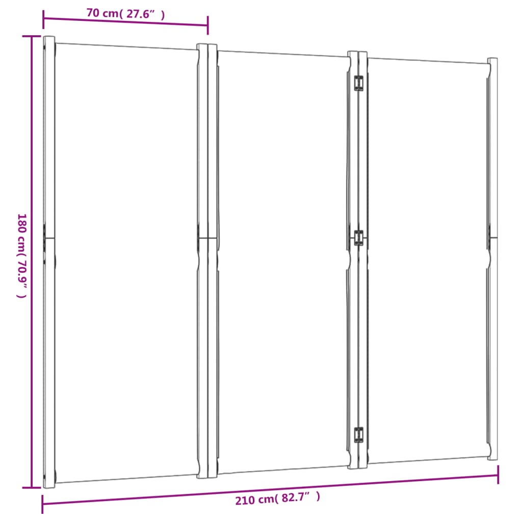 Cloison de séparation 3 panneaux gris clair 210x180 cm Séparateurs de pièces vidaXL   