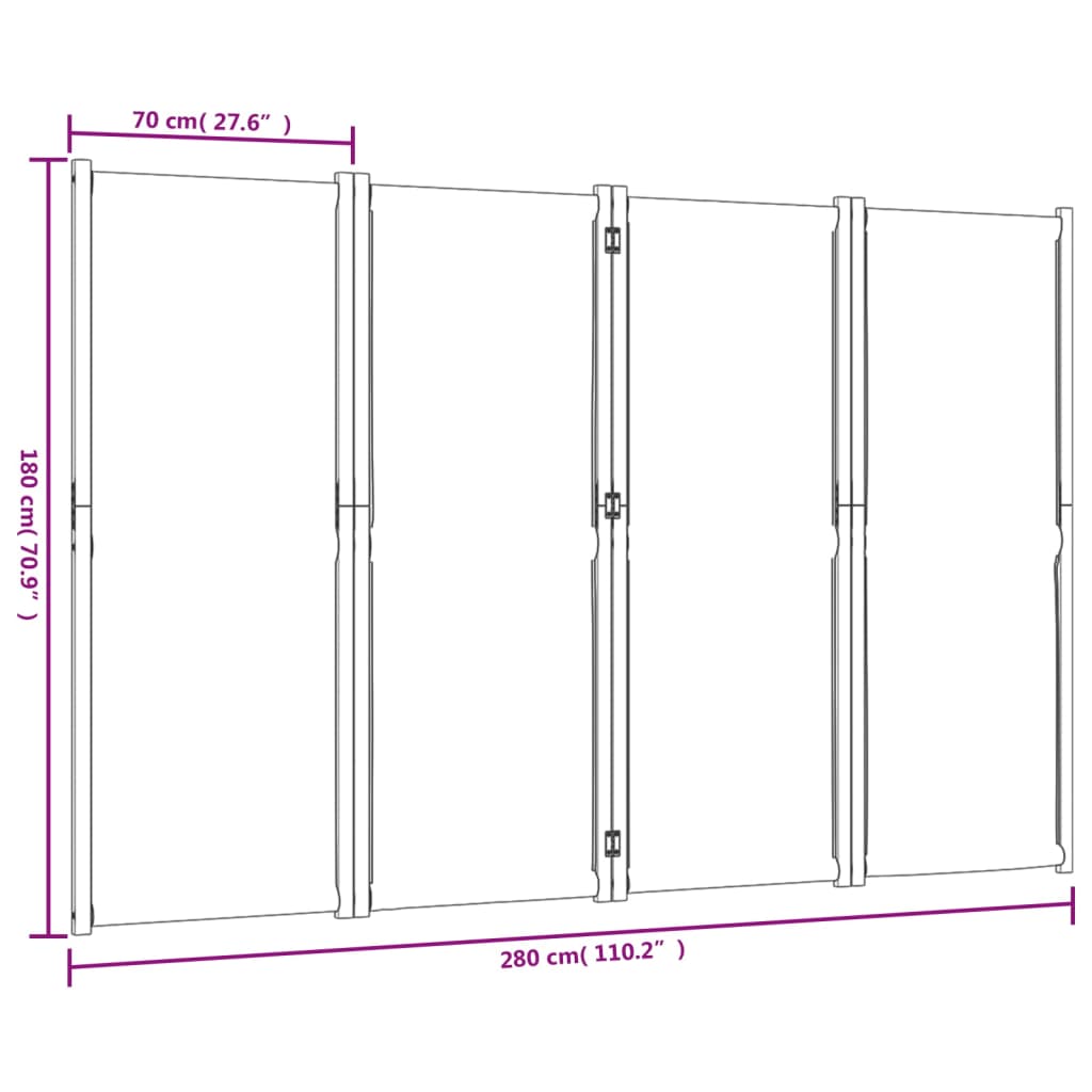 Cloison de séparation 4 panneaux gris clair 280x180 cm Séparateurs de pièces vidaXL   