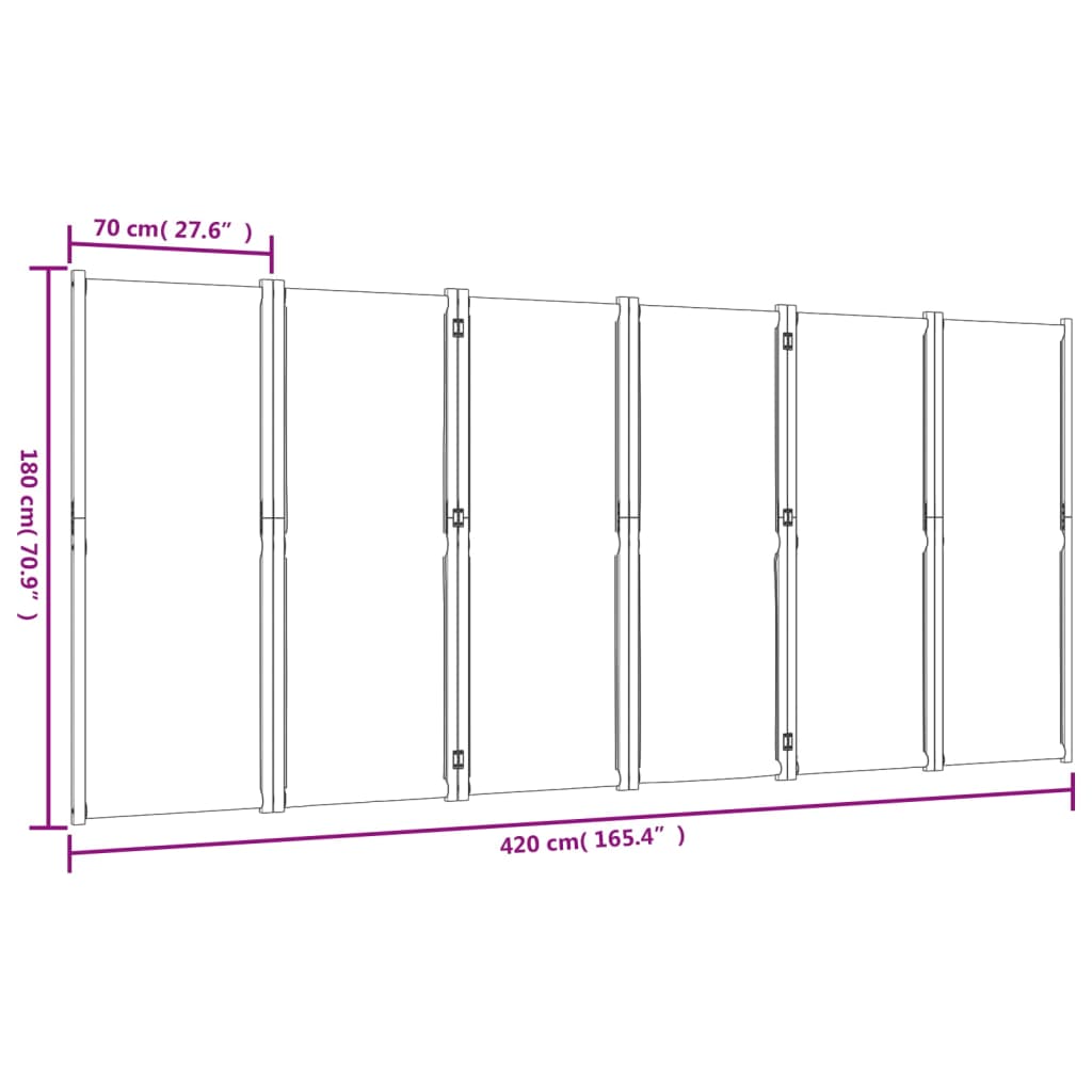 Cloison de séparation 6 panneaux taupe 420x180 cm Séparateurs de pièces vidaXL   