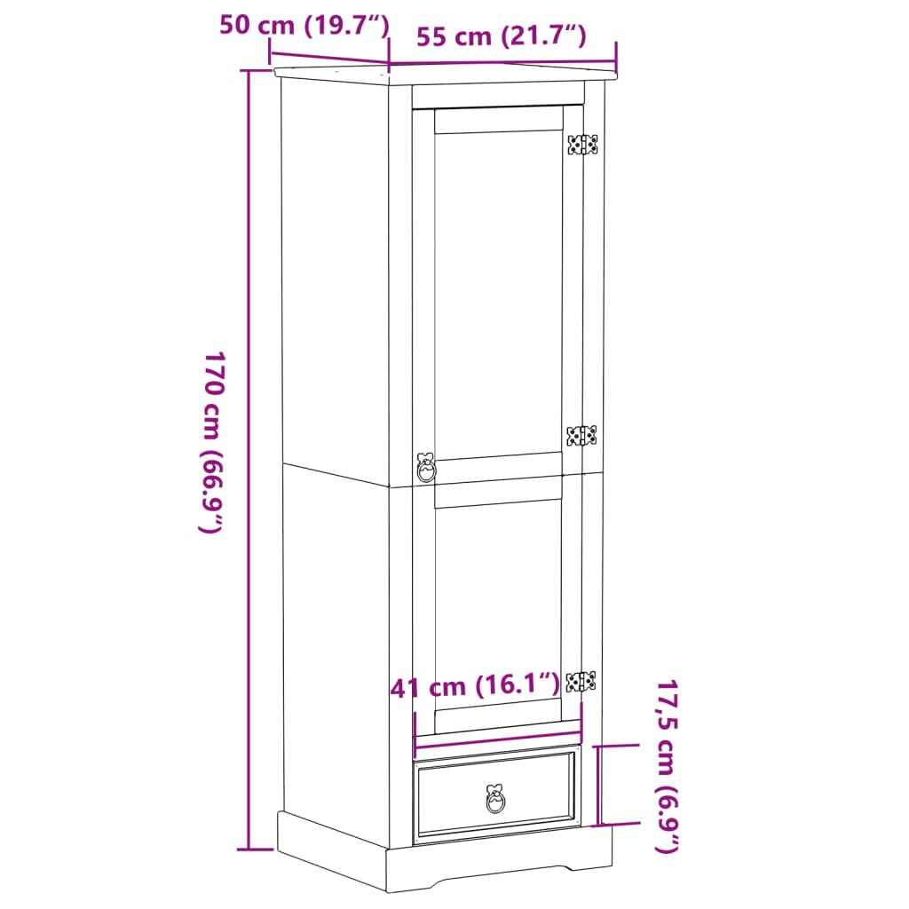 Garde-robe Corona 55x50x170 cm bois de pin massif Armoires vidaXL   