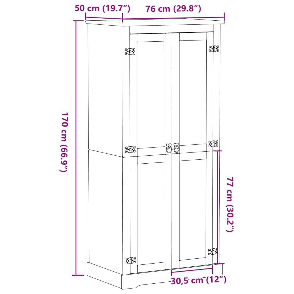 Garde-robe Corona 76x50x170 cm bois de pin massif Armoires vidaXL   