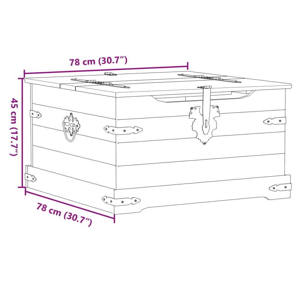 Image Boîte de rangement Corona 78x78x45 cm bois de pin massif | Xios Store SNC vidaXL Xios Store SNC