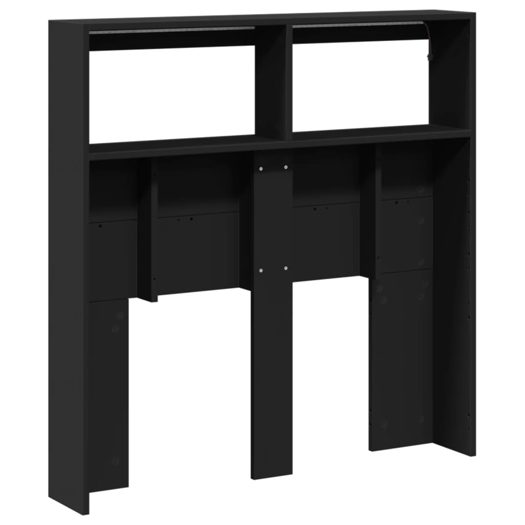 Image Armoire tête de lit avec LED noir 100x17x102 cm | Xios Store SNC vidaXL Xios Store SNC