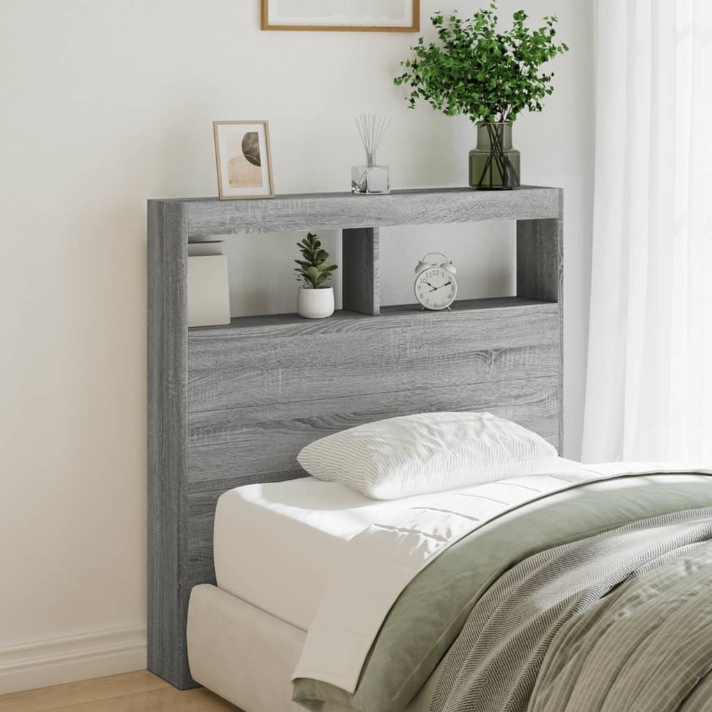 Image Armoire tête de lit avec LED sonoma gris 100x17x102 cm | Xios Store SNC vidaXL Xios Store SNC