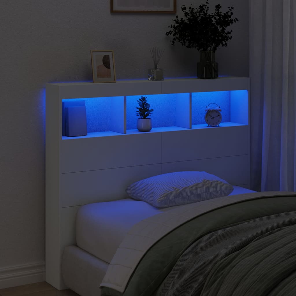 Image Armoire tête de lit avec LED blanc 120x17x102 cm | Xios Store SNC vidaXL Xios Store SNC