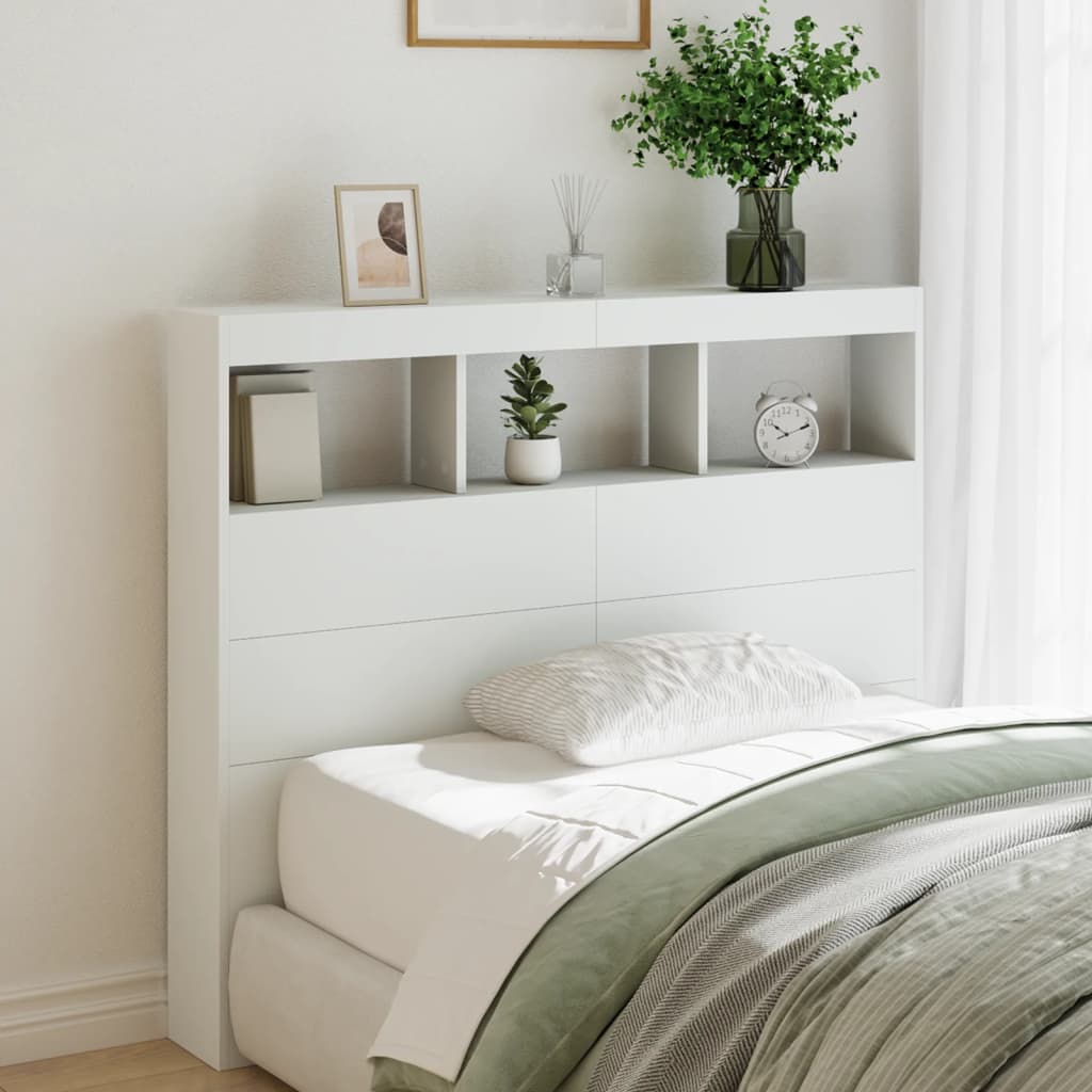 Image Armoire tête de lit avec LED blanc 120x17x102 cm | Xios Store SNC vidaXL Xios Store SNC