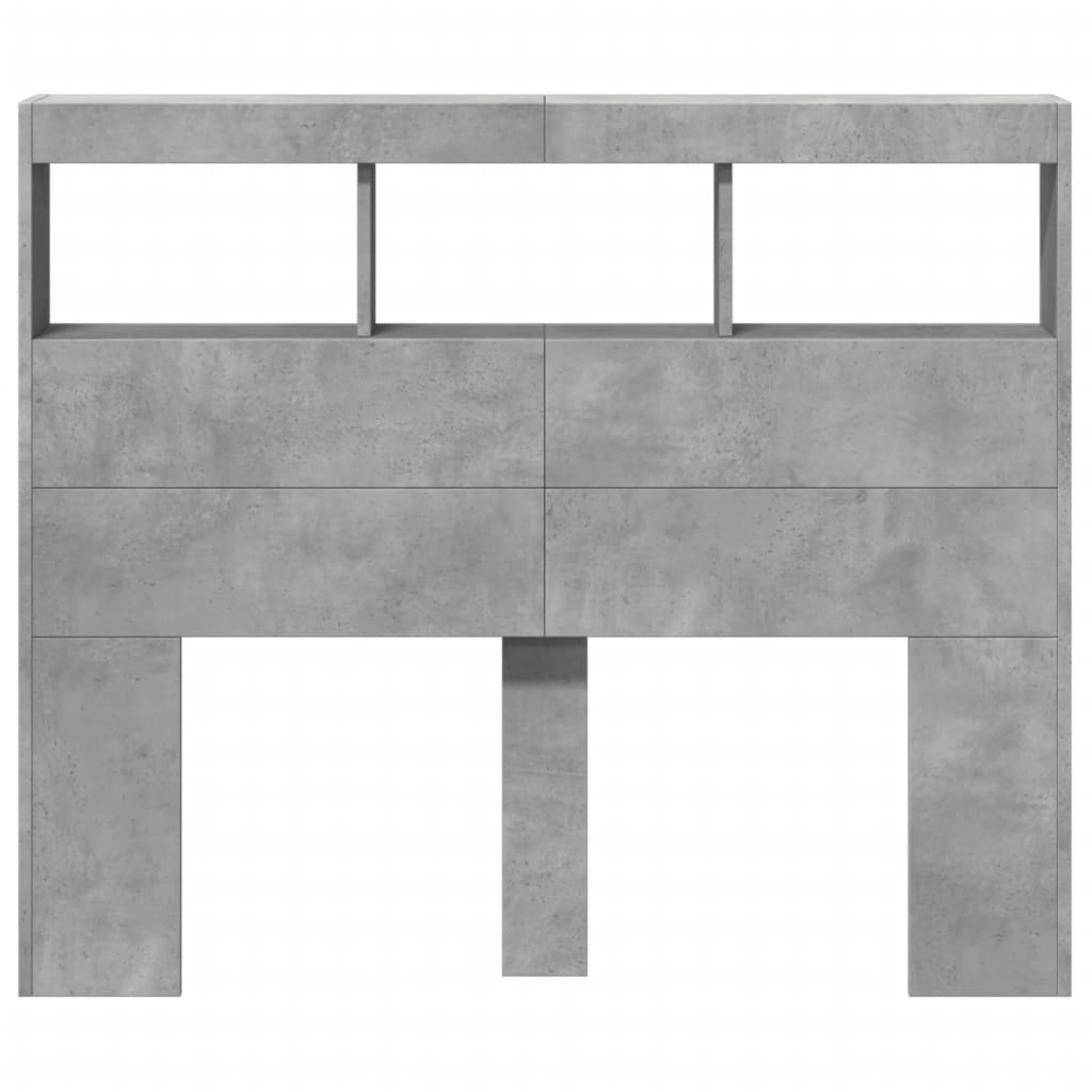 Image Armoire tête de lit avec LED gris béton 120x17x102 cm | Xios Store SNC vidaXL Xios Store SNC