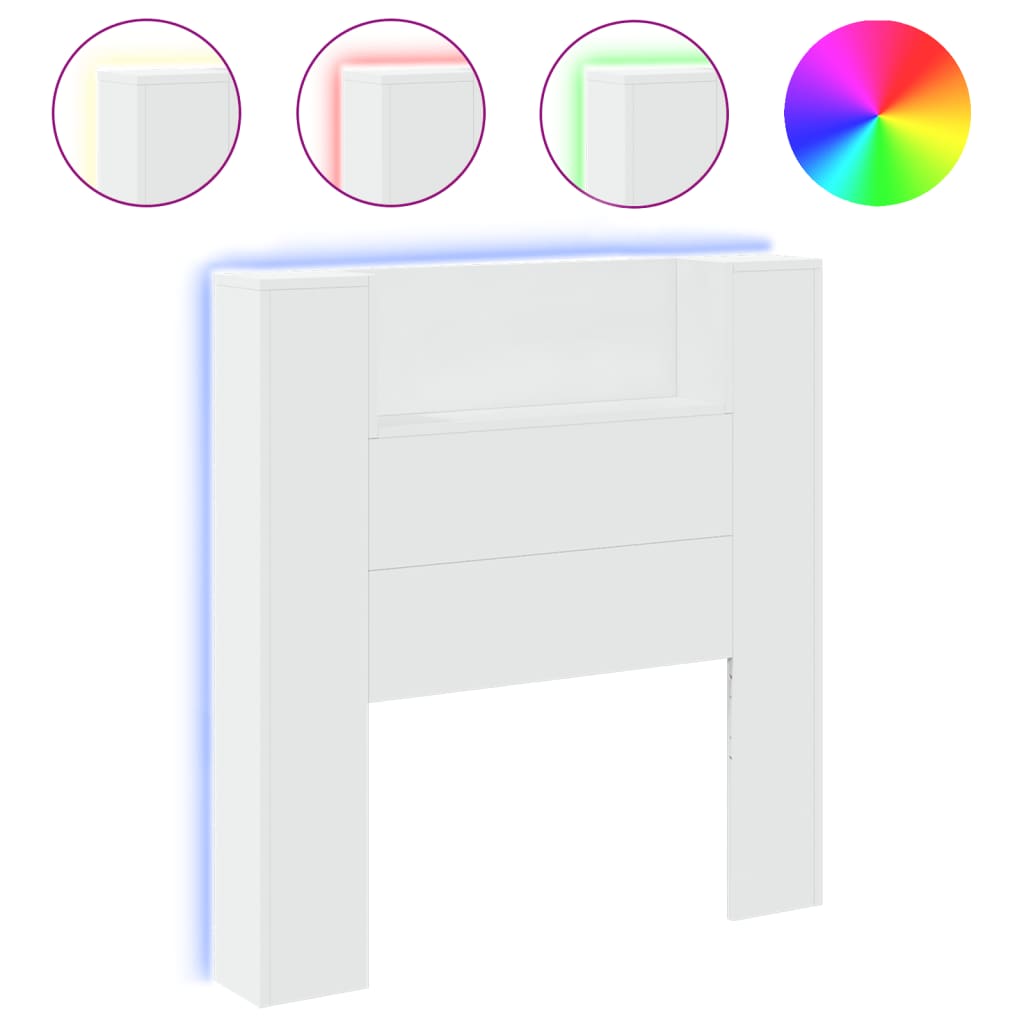 Image Armoire tête de lit avec LED blanc 100x16,5x103,5 cm | Xios Store SNC vidaXL Xios Store SNC