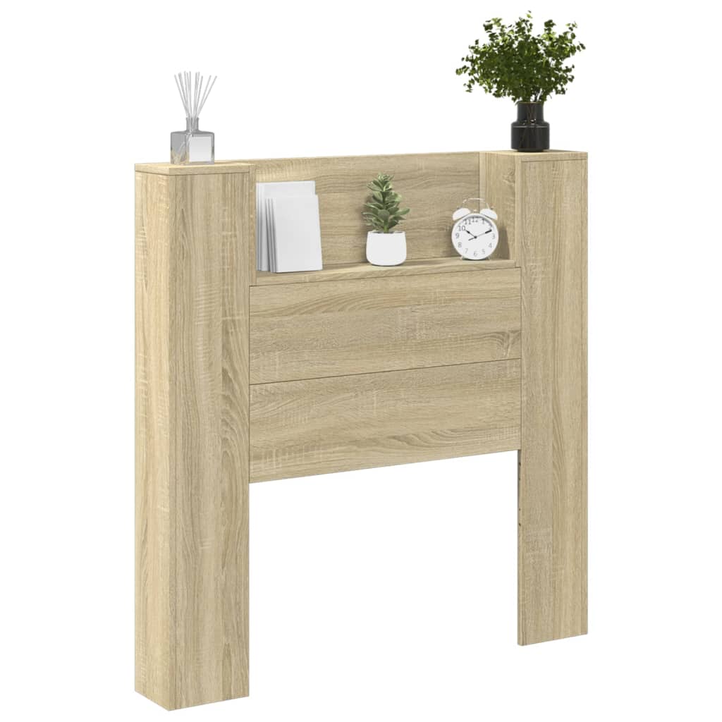 Image Armoire tête de lit avec LED chêne sonoma 100x16,5x103,5 cm | Xios Store SNC vidaXL Xios Store SNC