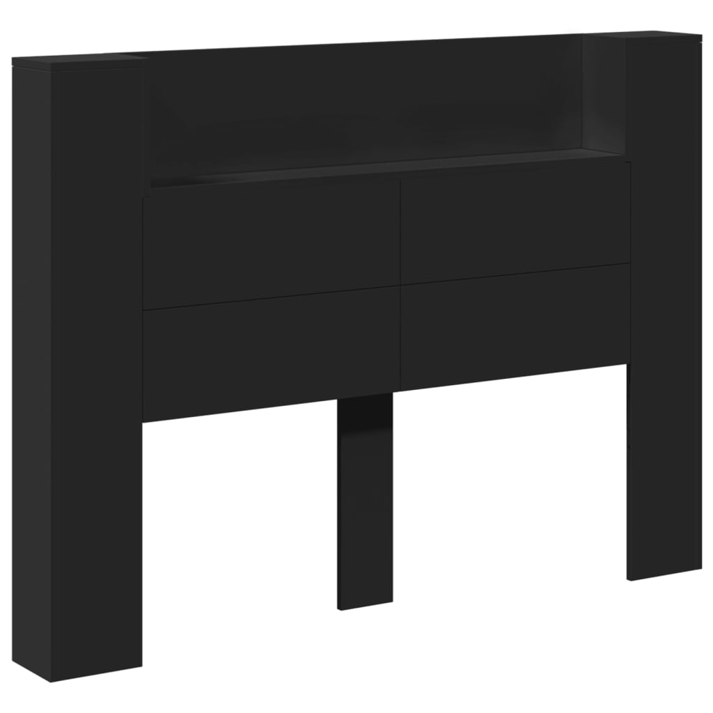 Image Armoire tête de lit avec LED noir 140x16,5x103,5 cm | Xios Store SNC vidaXL Xios Store SNC