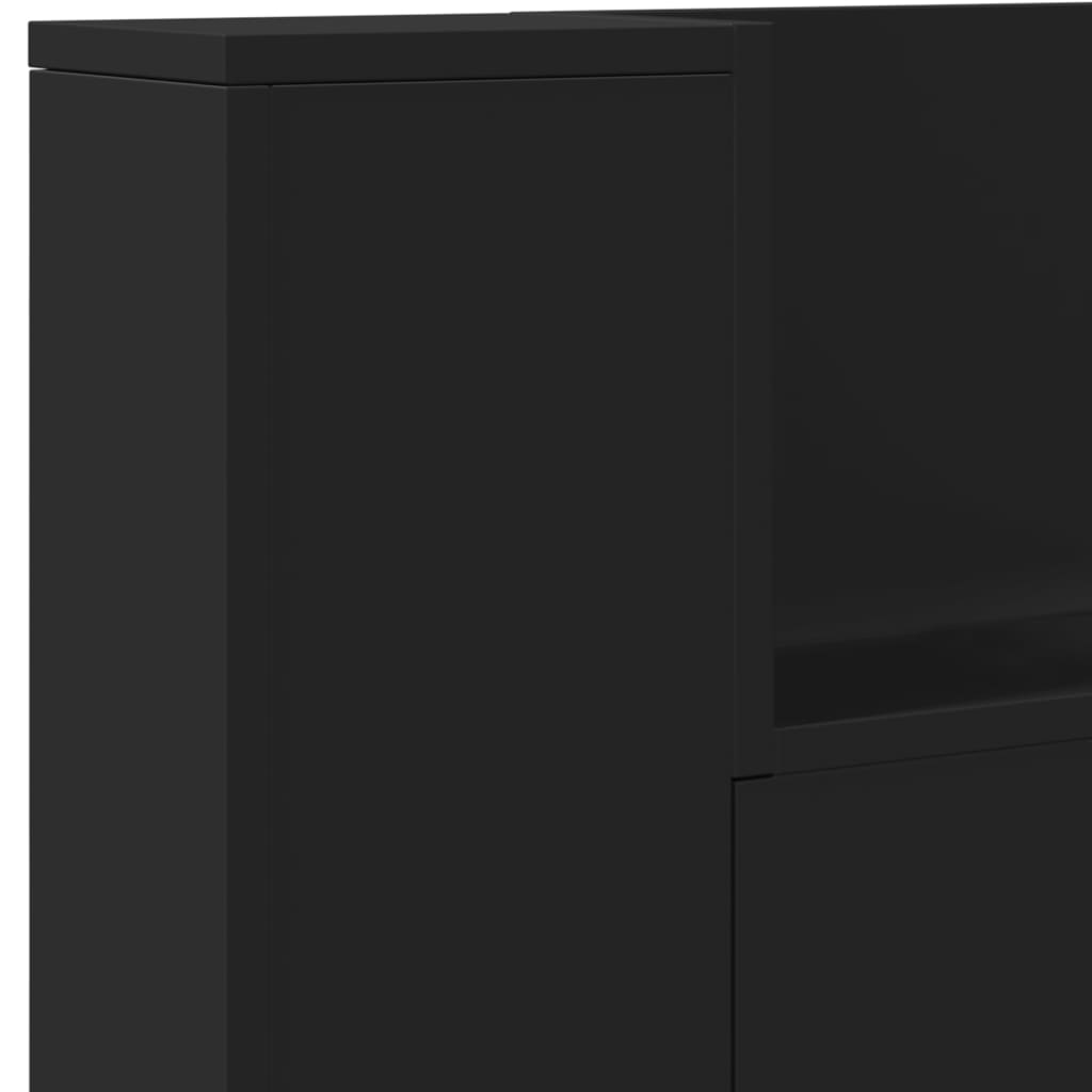 Image Armoire tête de lit avec LED noir 140x16,5x103,5 cm | Xios Store SNC vidaXL Xios Store SNC