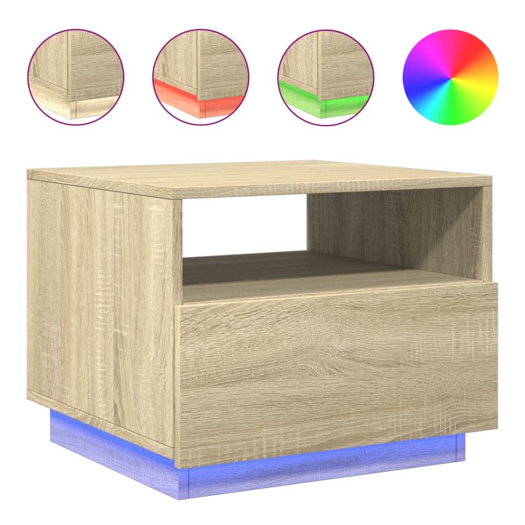 Table basse avec lumières LED chêne sonoma 50x49x40 cm Tables basses vidaXL   