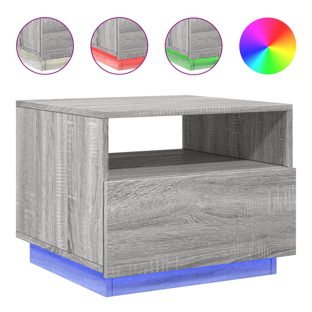 Table basse avec lumières LED sonoma gris 50x49x40 cm Tables basses vidaXL   