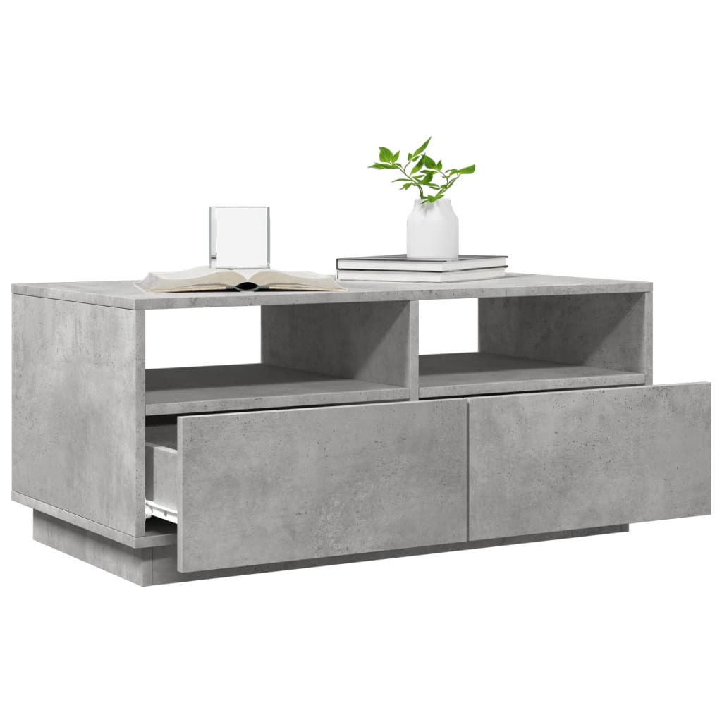 Table basse avec lumières LED gris béton 90x49x40 cm Tables basses vidaXL   