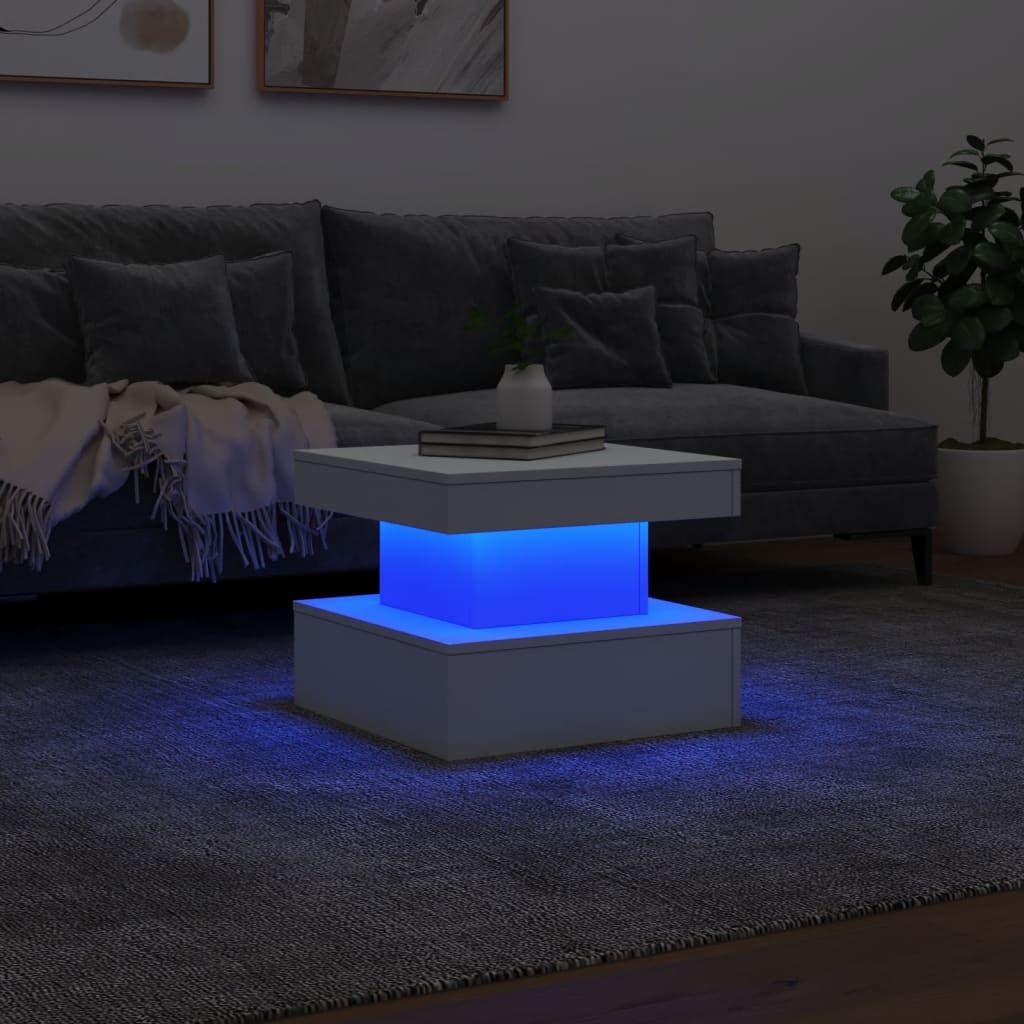 Table basse avec lumières LED blanc 50x50x40 cm Tables basses vidaXL   