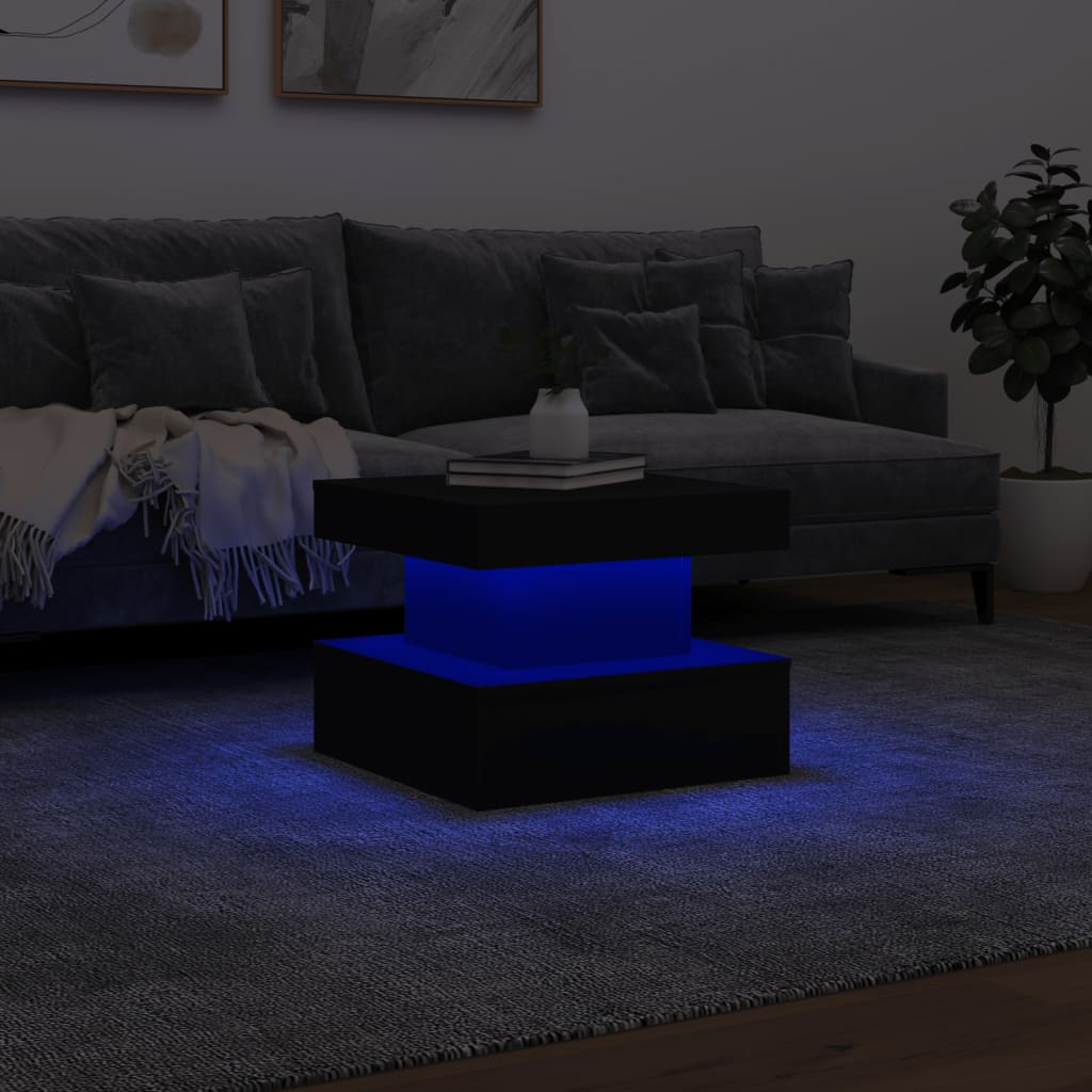 Table basse avec lumières LED noir 50x50x40 cm Tables basses vidaXL   