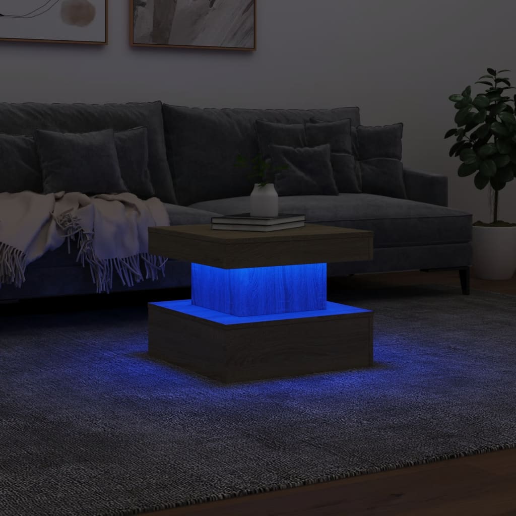 Table basse avec lumières LED chêne sonoma 50x50x40 cm Tables basses vidaXL   