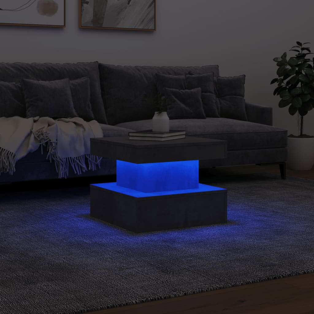 Table basse avec lumières LED gris béton 50x50x40 cm Tables basses vidaXL   