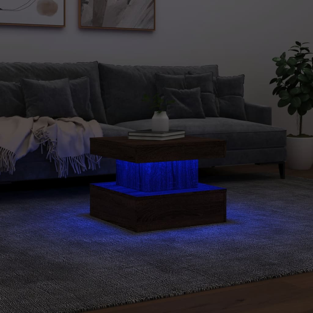 Table basse avec lumières LED chêne marron 50x50x40 cm Tables basses vidaXL   