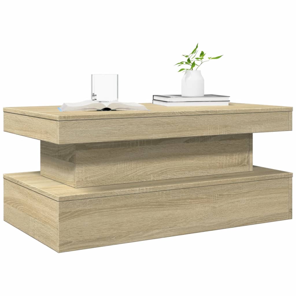 Table basse avec lumières LED chêne sonoma 90x50x40 cm Tables basses vidaXL   