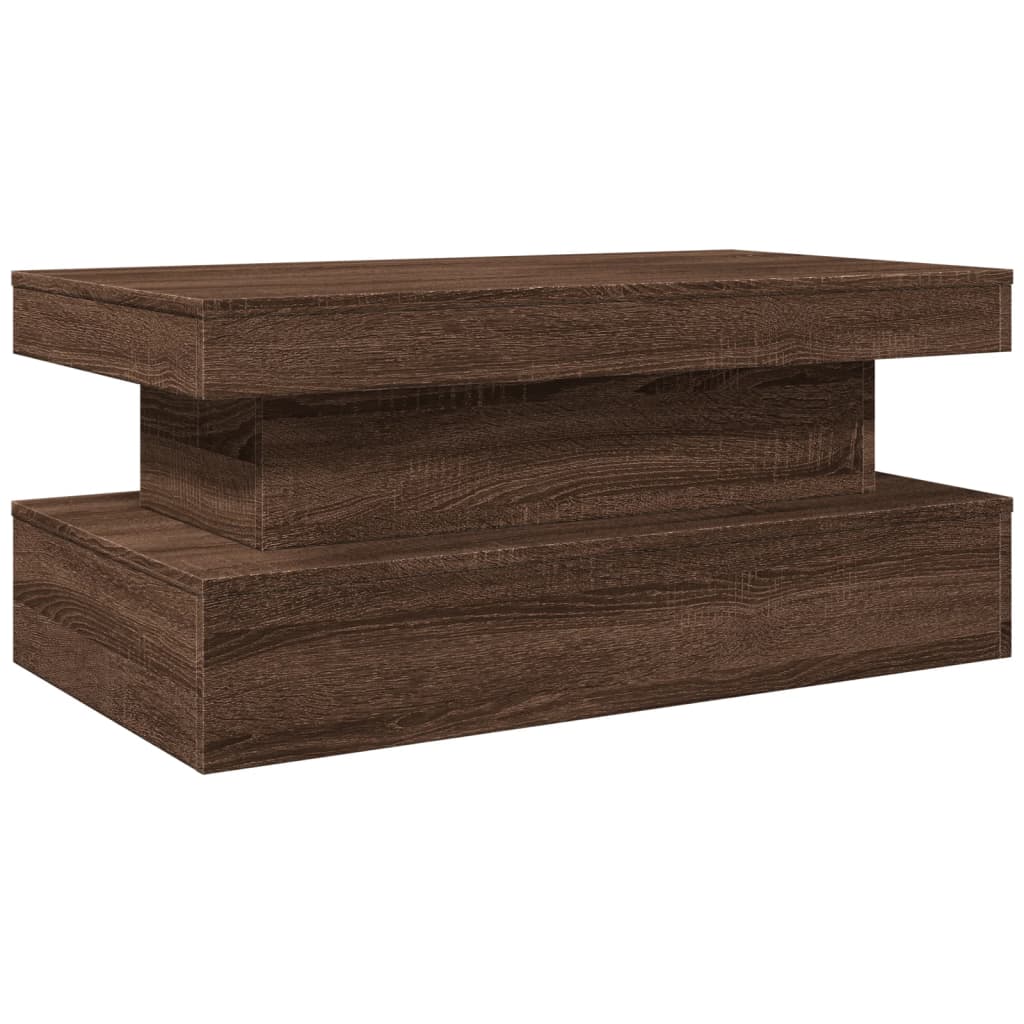 Table basse avec lumières LED chêne marron 90x50x40 cm Tables basses vidaXL   