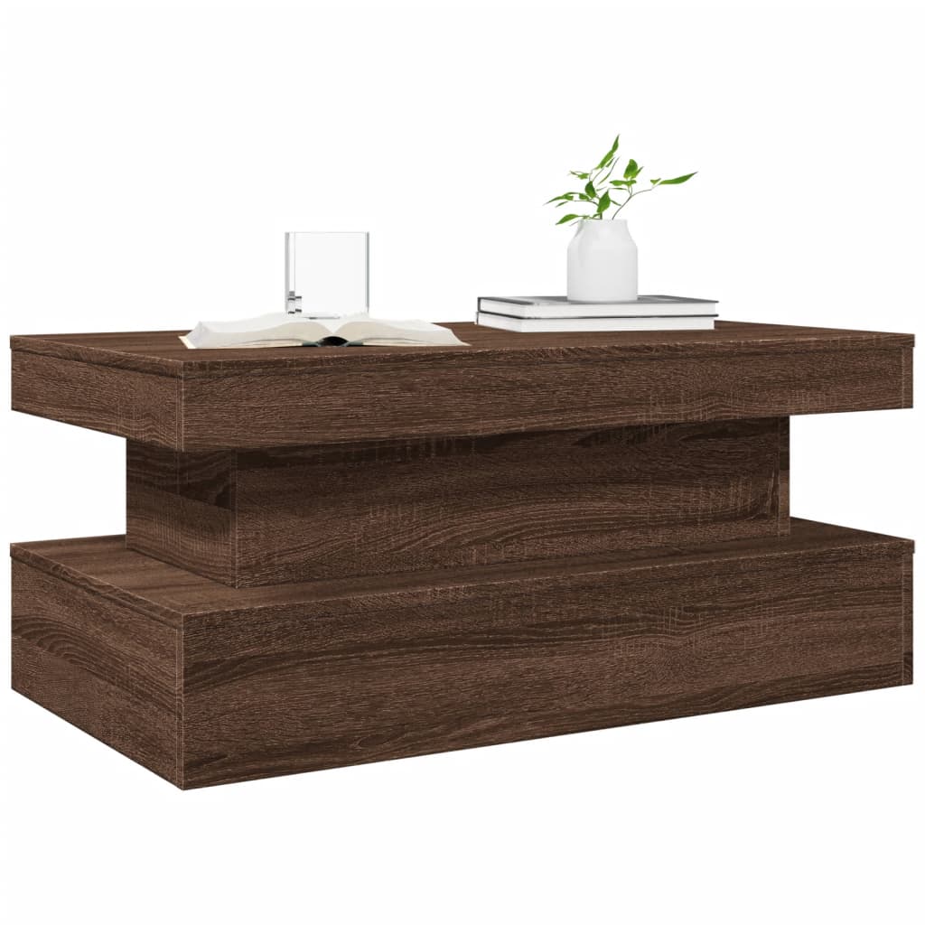 Table basse avec lumières LED chêne marron 90x50x40 cm Tables basses vidaXL   