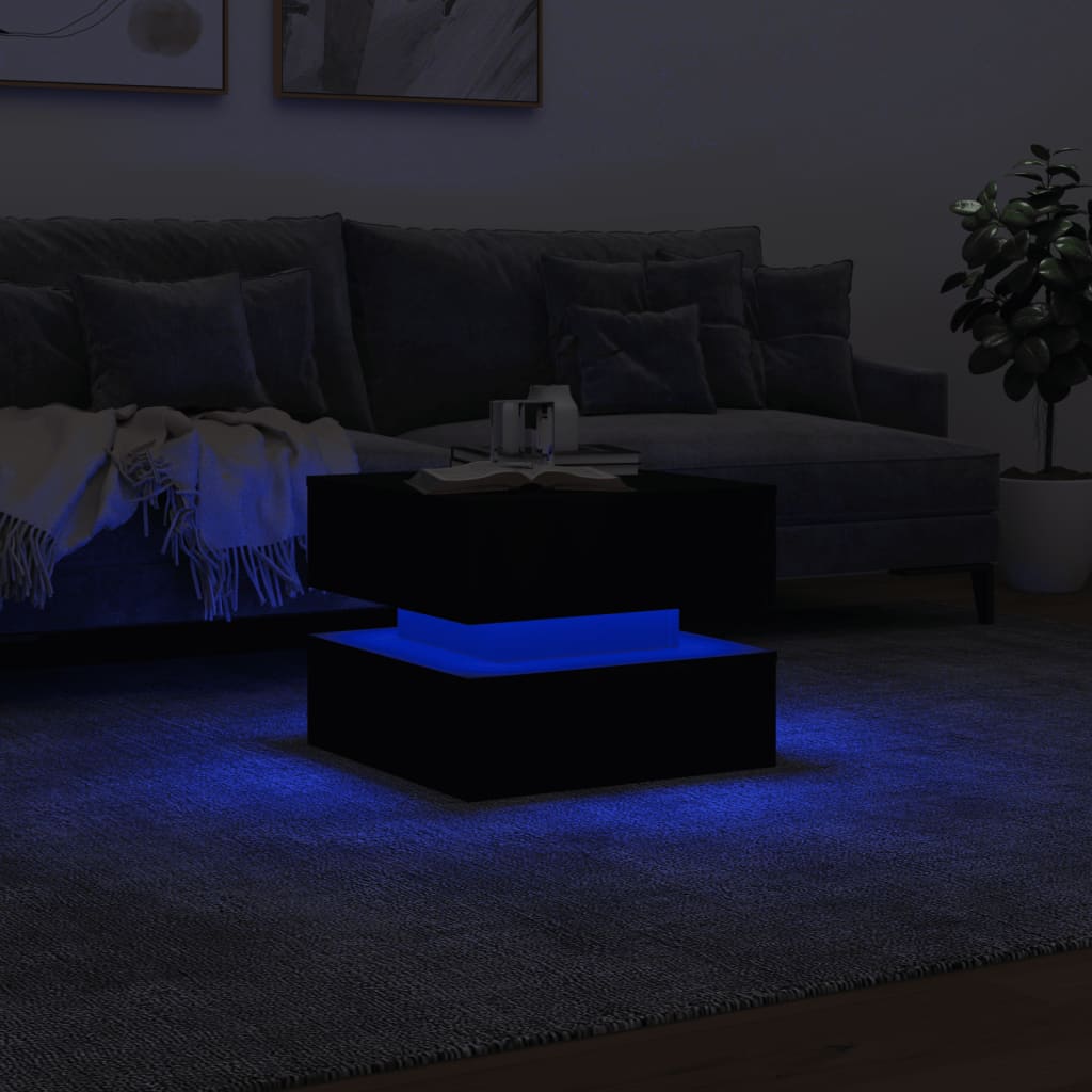 Table basse avec lumières LED noir 50x50x40 cm Tables basses vidaXL   