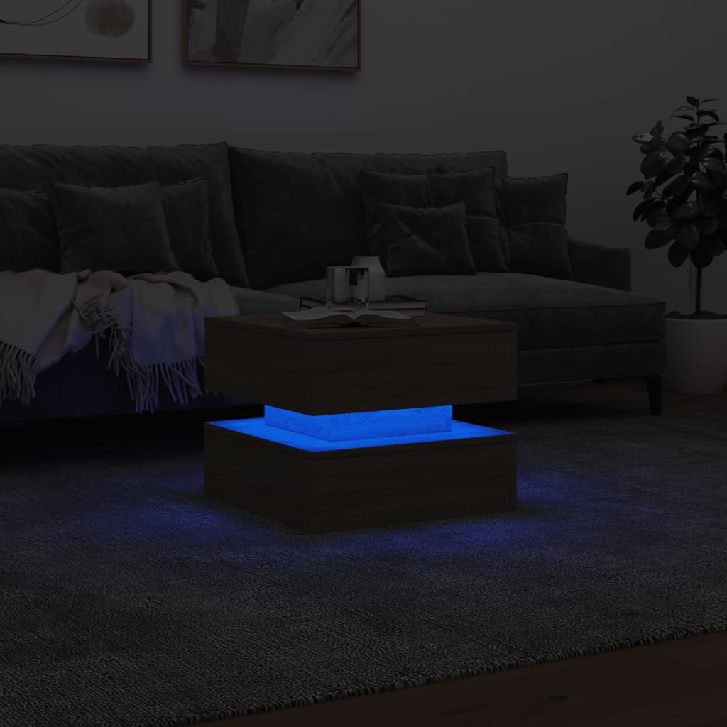 Table basse avec lumières LED chêne sonoma 50x50x40 cm Tables basses vidaXL   