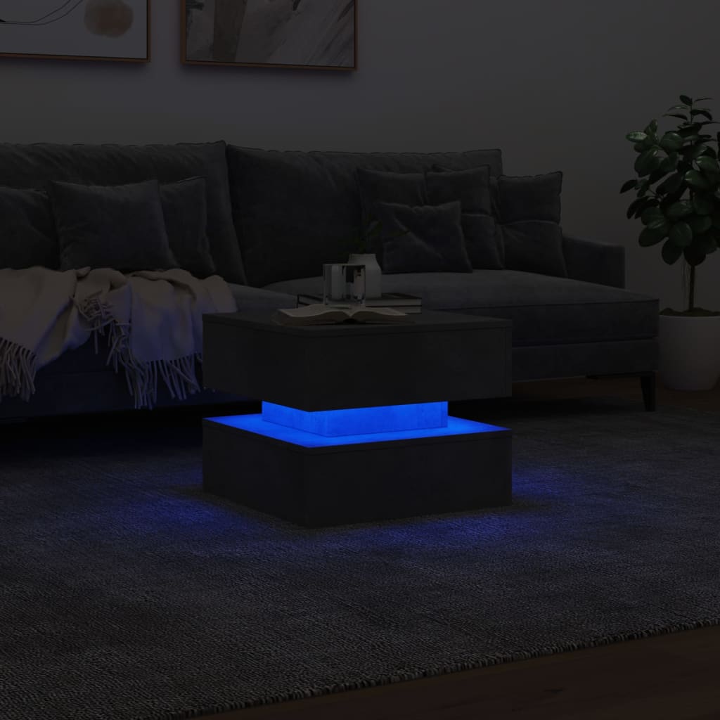 Table basse avec lumières LED gris béton 50x50x40 cm Tables basses vidaXL   