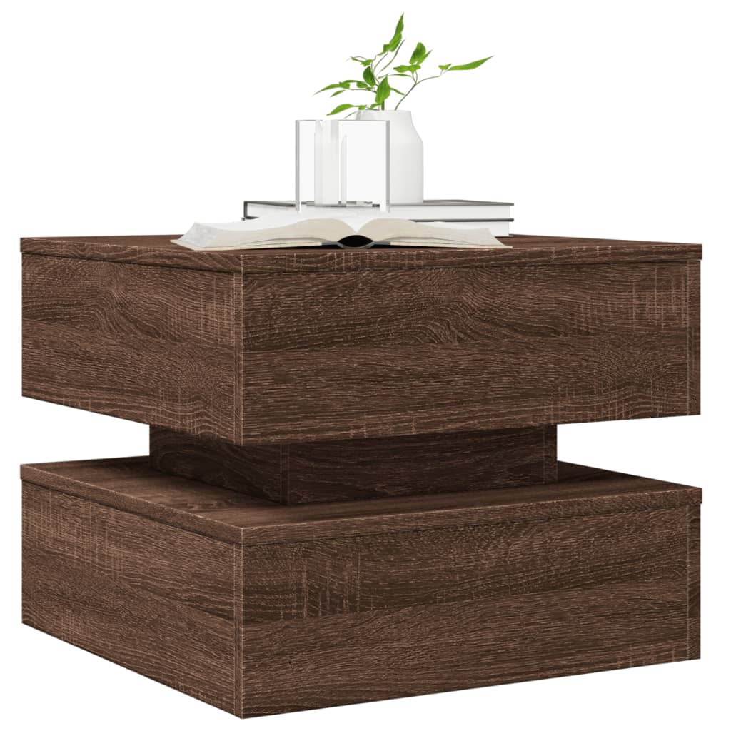 Table basse avec lumières LED chêne marron 50x50x40 cm Tables basses vidaXL   