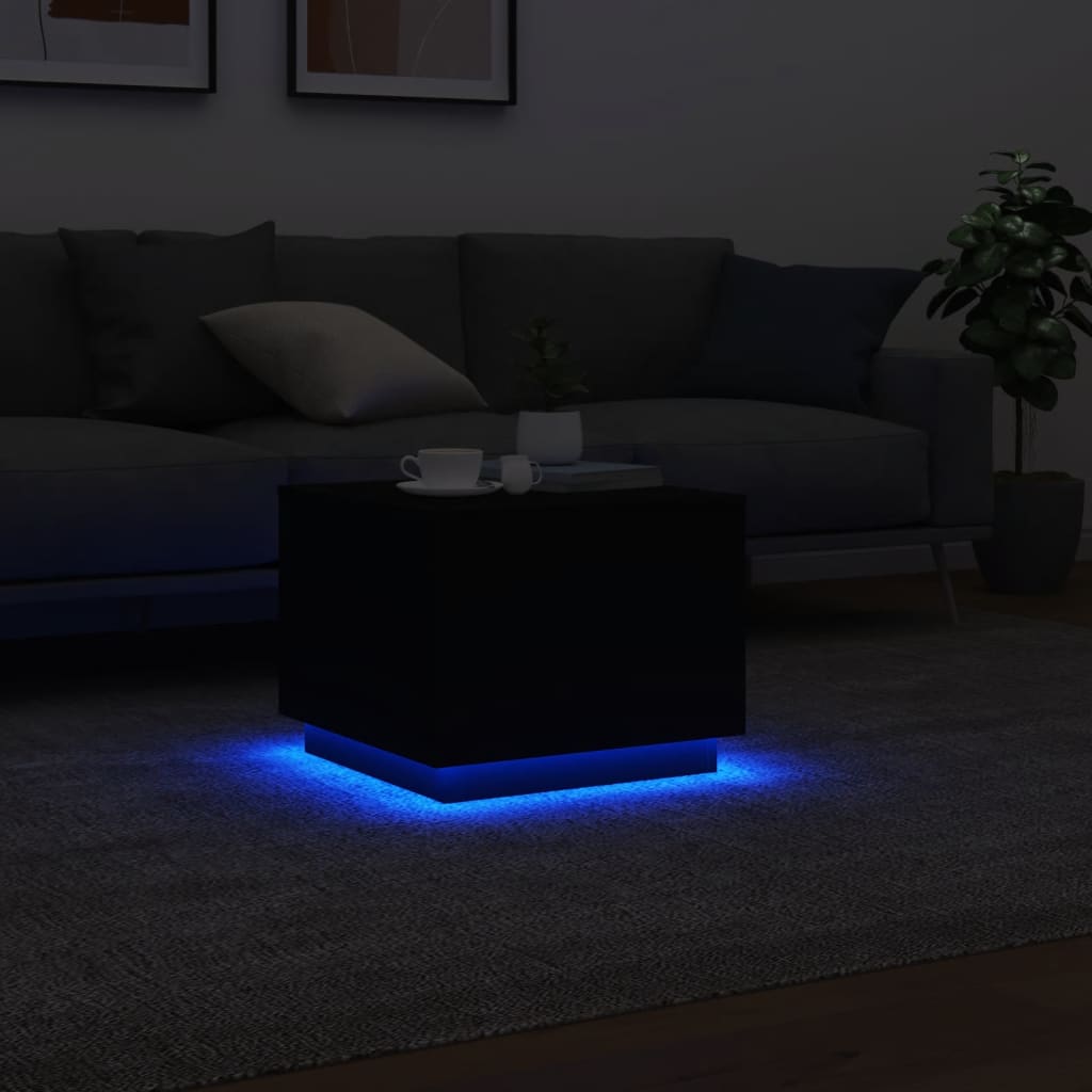 Table basse avec lumières LED noir 50x50x40 cm Tables basses vidaXL   