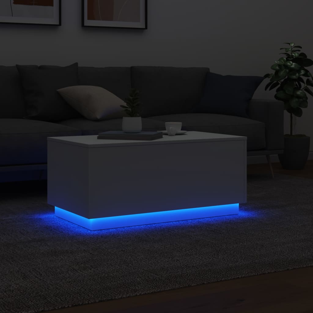 Table basse avec lumières LED blanc 90x50x40 cm Tables basses vidaXL   