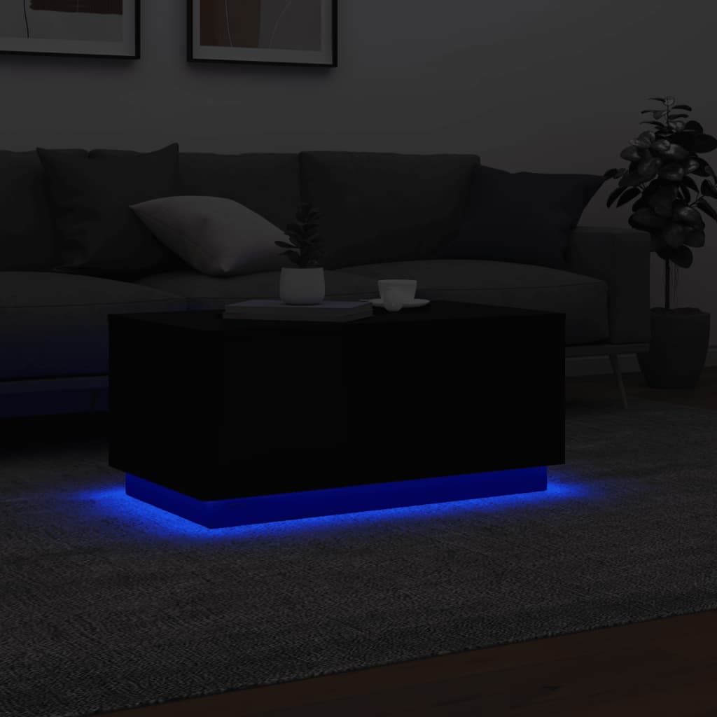 Table basse avec lumières LED noir 90x50x40 cm Tables basses vidaXL   