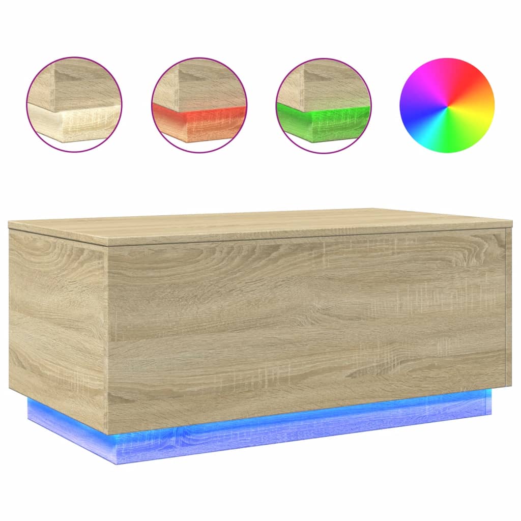 Table basse avec lumières LED chêne sonoma 90x50x40 cm Tables basses vidaXL   