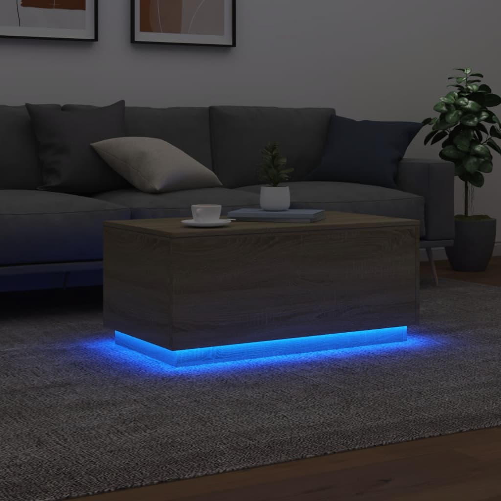 Table basse avec lumières LED chêne sonoma 90x50x40 cm Tables basses vidaXL   