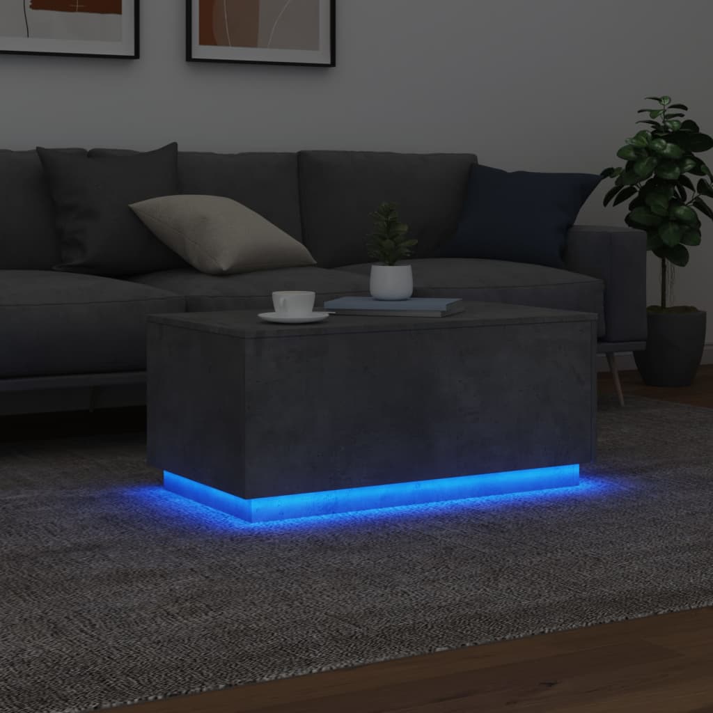 Table basse avec lumières LED gris béton 90x50x40 cm Tables basses vidaXL   