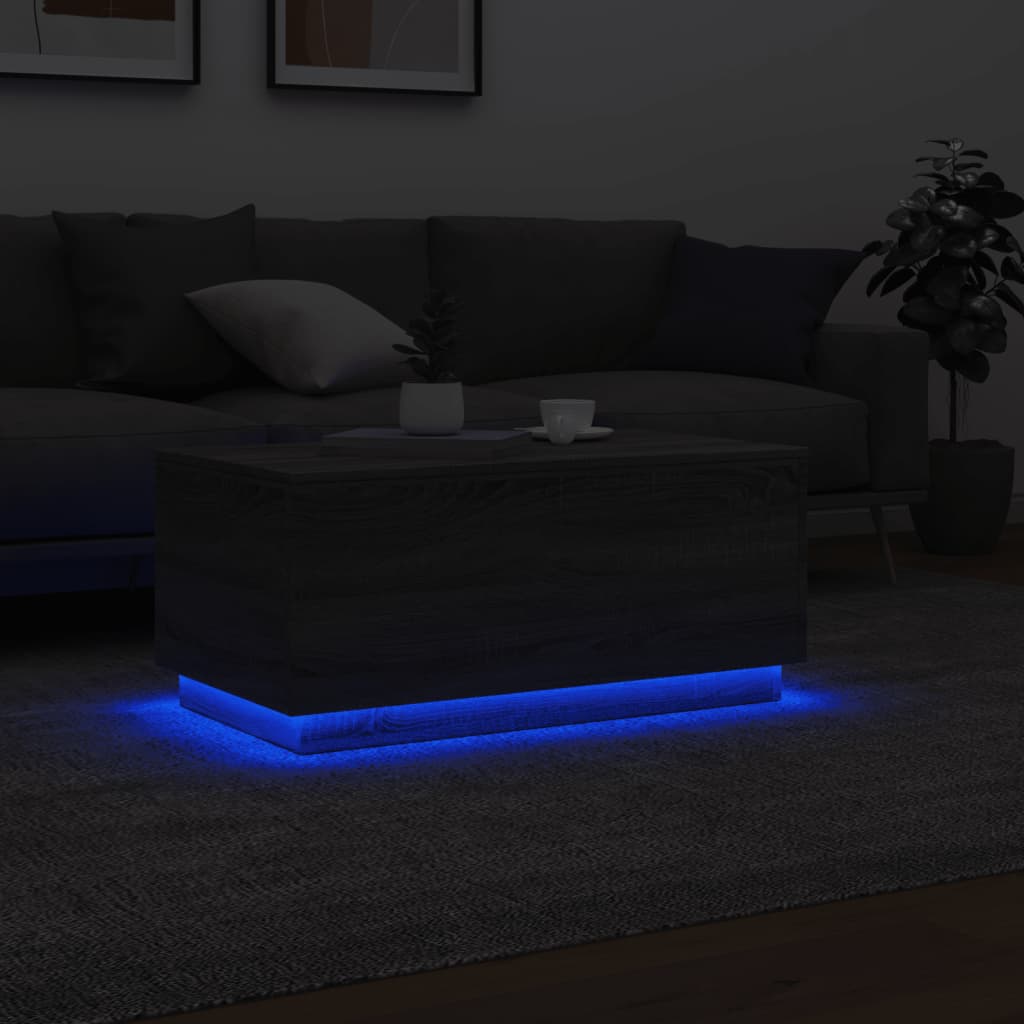 Table basse avec lumières LED gris sonoma 90x50x40 cm Tables basses vidaXL   