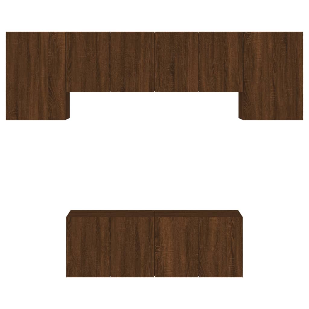 Unités murales TV 6 pcs chêne marron bois d'ingénierie Meubles TV vidaXL   