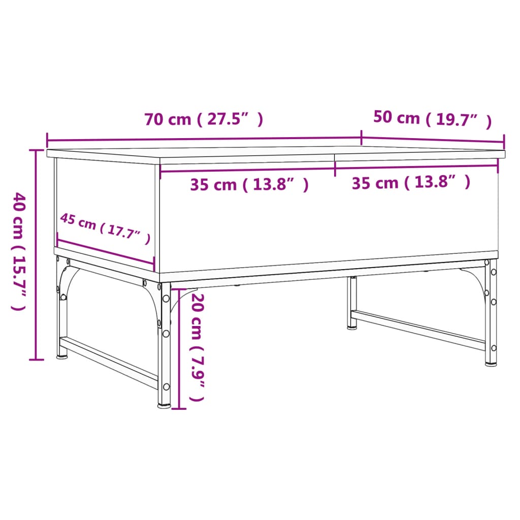 Table basse noir 70x50x40 cm bois d'ingénierie et métal Tables basses vidaXL   