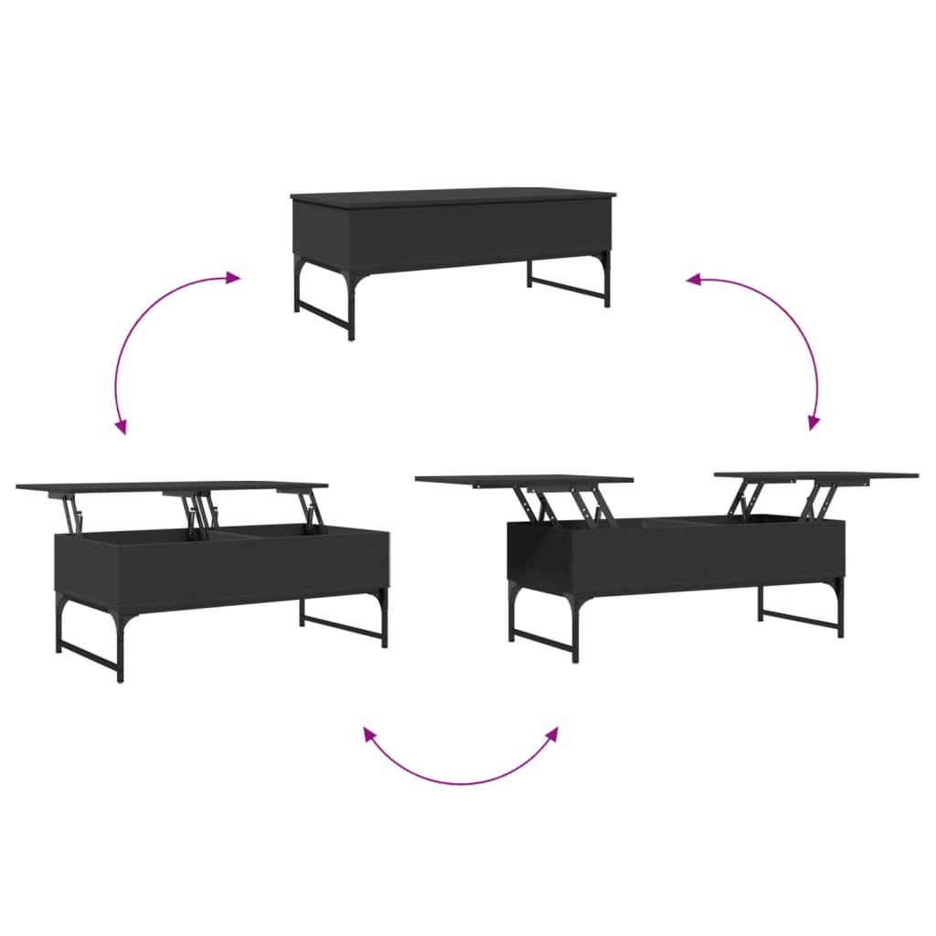 Table basse noir 100x50x40 cm bois d'ingénierie et métal Tables basses vidaXL   