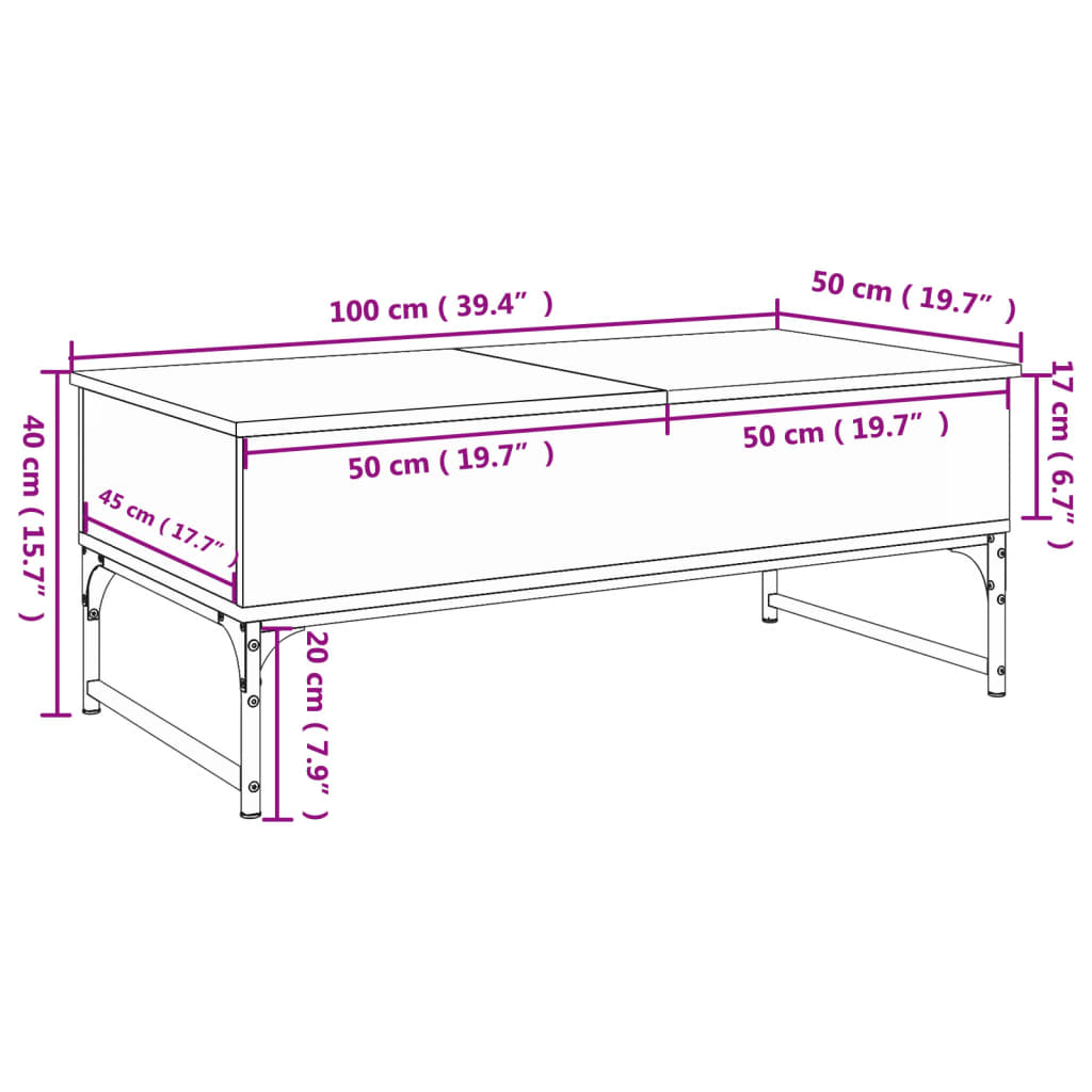 Table basse noir 100x50x40 cm bois d'ingénierie et métal Tables basses vidaXL   