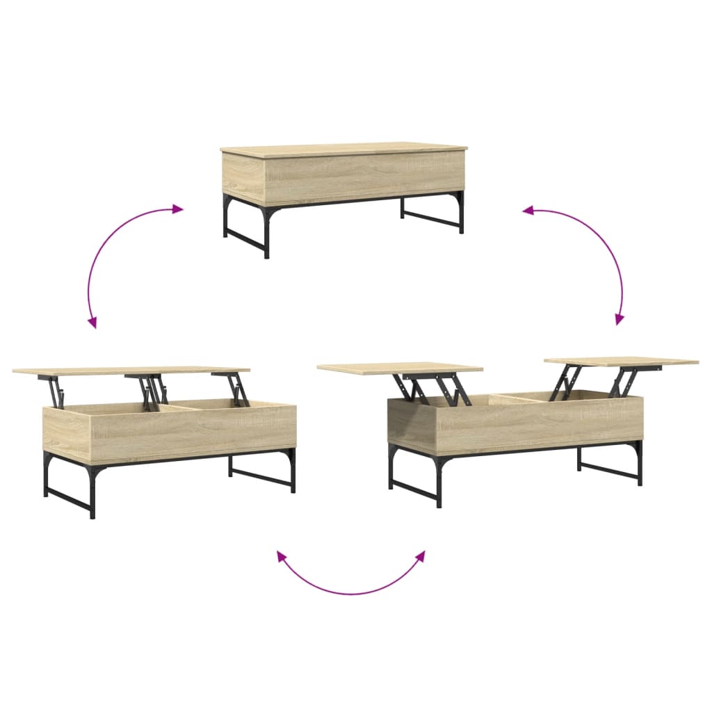 Table basse chêne sonoma 100x50x40cm bois d'ingénierie et métal Tables basses vidaXL   