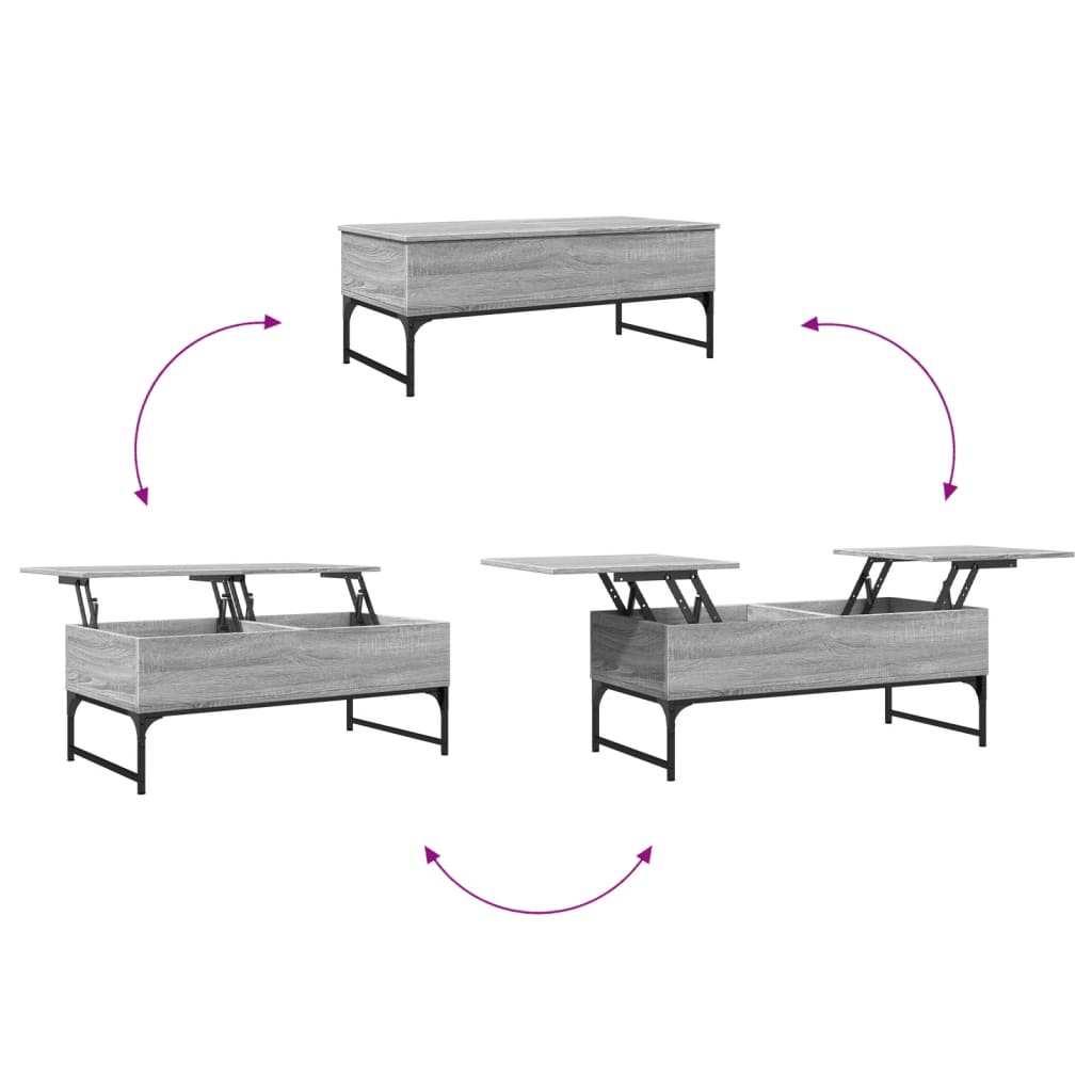 Table basse sonoma gris 100x50x40 cm bois d'ingénierie et métal Tables basses vidaXL   