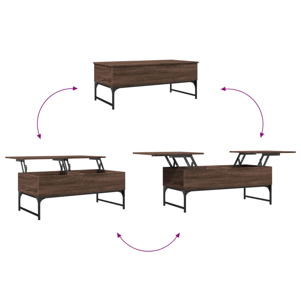 Table basse chêne marron 100x50x40cm bois d'ingénierie et métal Tables basses vidaXL   