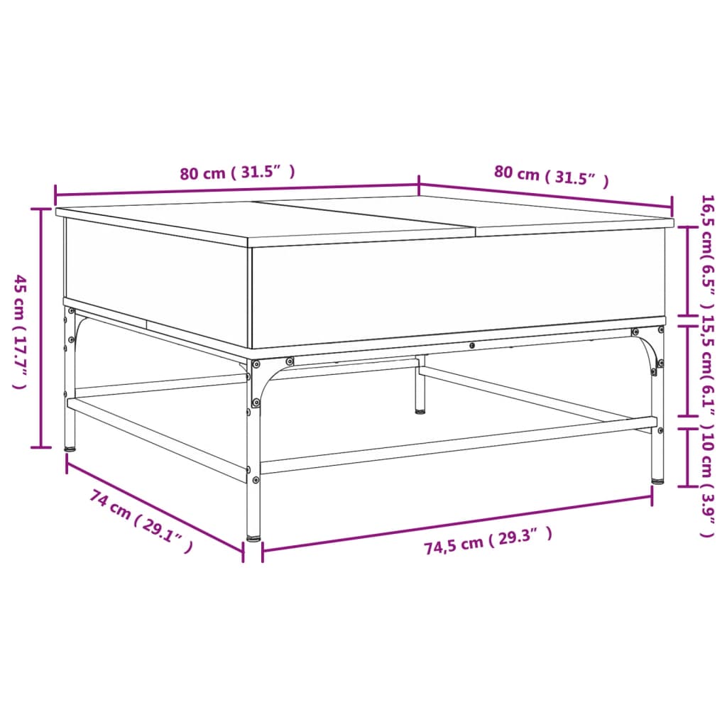 Table basse noir 80x80x45 cm bois d'ingénierie et métal Tables basses vidaXL   