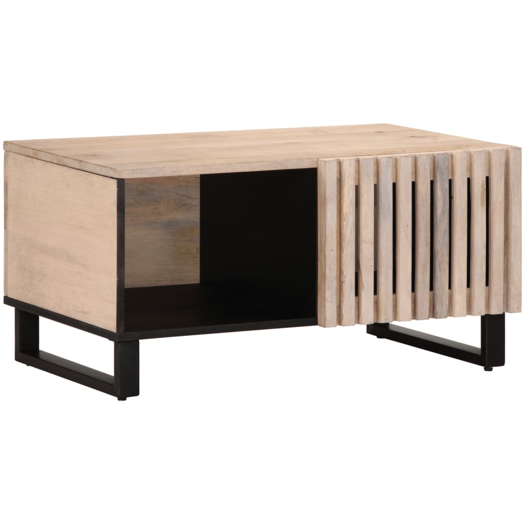 Table basse blanc 80x51x40 cm bois de manguier massif Tables basses vidaXL   