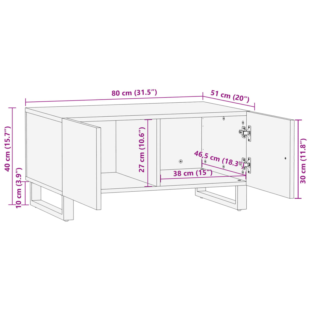 Table basse 80x51x40 cm bois massif d'acacia Tables basses vidaXL   