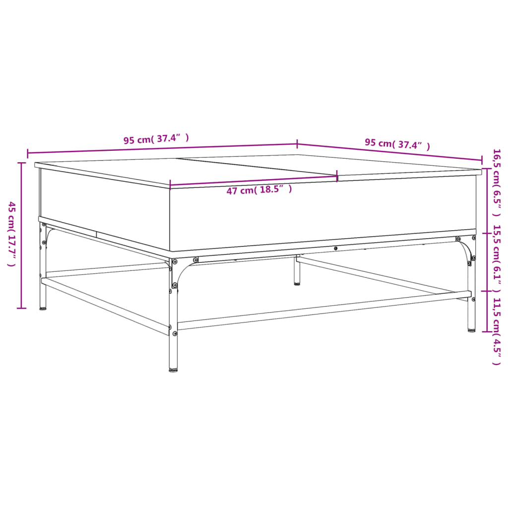 Table basse noir 95x95x45 cm bois d'ingénierie et métal Tables basses vidaXL   